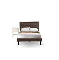 East West Furniture KD18F-1VL0C 2 Piece Full Size Bed Set - Full Size Bed Headboard with 1 Night Stand