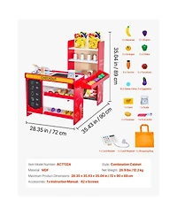 Yobtop Kids Grocery Store Playset,Toy with Cash Register and Scanner, Working Conveyor Belt,35 Fruit and Vegetable Accessories,Pretend Play for Kids