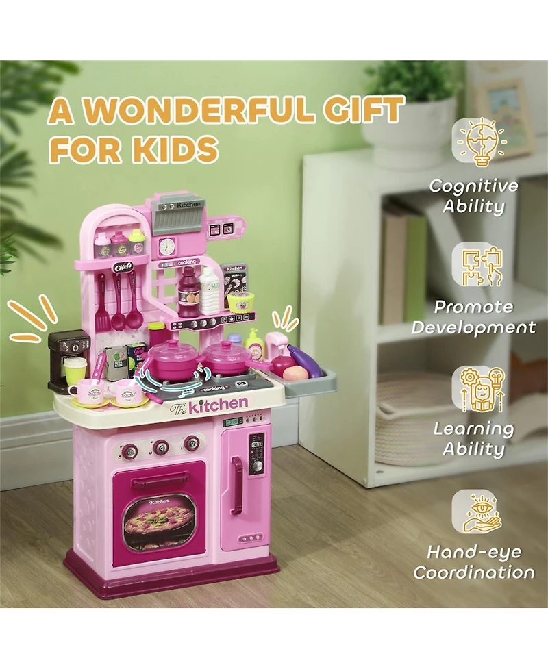 Yobtop Sound Effects 33-Piece Corner Play Kitchen Set, Ages 3+