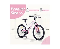 Yobtop 24-Inch Mountain Bike, Steel Frame, Suspension Fork, Double Disc Brake, 220 lb. Capacity, Ages 9-12
