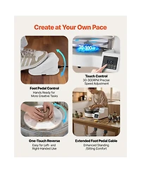 Yobtop Pottery Wheel for Adults, Aluminum Turntable 450W Electric Table Top Pottery Wheel with Foot Pedal, 30-300 Rpm Adjustable Speed