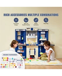 Yobtop 3-in-1 Kids Kitchen Playset with 74 Accessories, Ages 3+