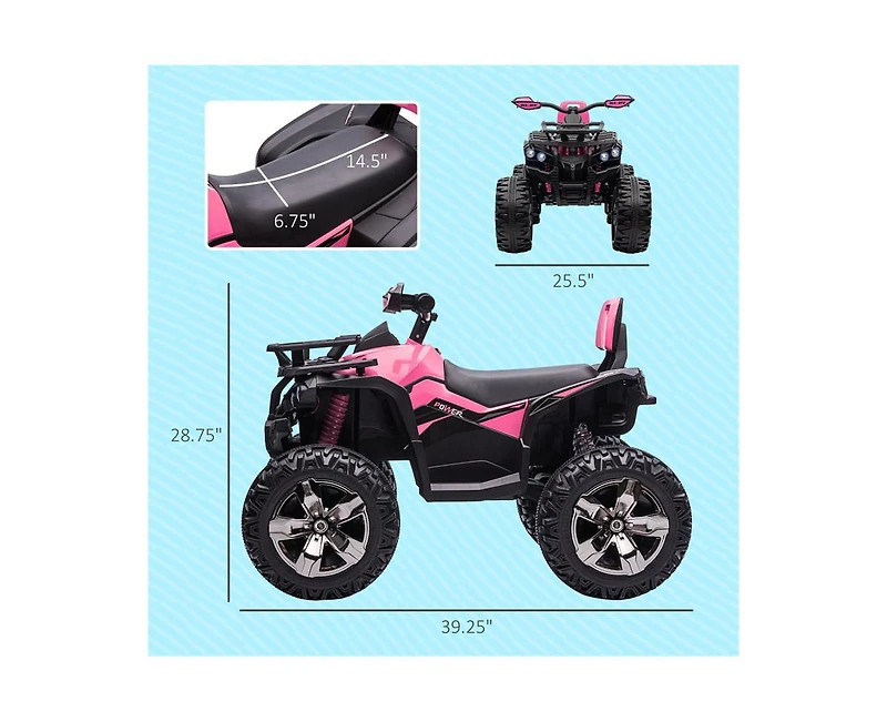 Yobtop 12V Kids Atv Ride-On Four-Wheeler, Battery-Powered with Led Headlights, 66 lbs. Capacity, Ages 3+
