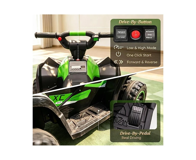 Yobtop 12V Kids 4 Wheeler Atv Dual-Motor All-Terrain Ride On Toy, Ages 3–5