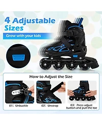 Sugift Youth Inline Skates Expandable 4 Sizes with Self-Powered Led Wheels and Toe Shield Ages 7-9