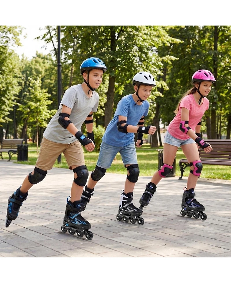 Sugift Kids Inline Skates with Low-Noise Brake Illuminating Wheels and 4-Size Adjustment Ages 9-14