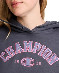 Champion Women's Fleece Long-Sleeve Satin Applique Hoodie