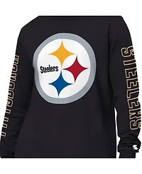 Starter Men's Black Pittsburgh Steelers Clutch Hit Ii Long-Sleeve T-Shirt