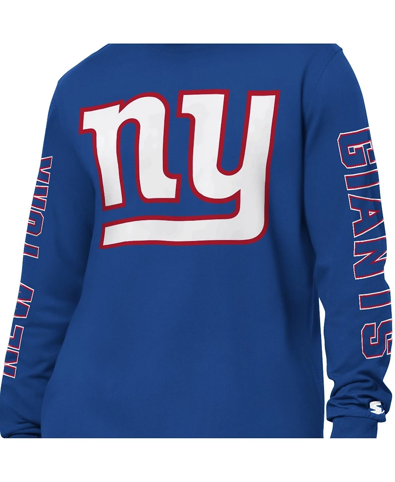 Starter Men's Royal New York Giants Clutch Hit Ii Long-Sleeve T-Shirt