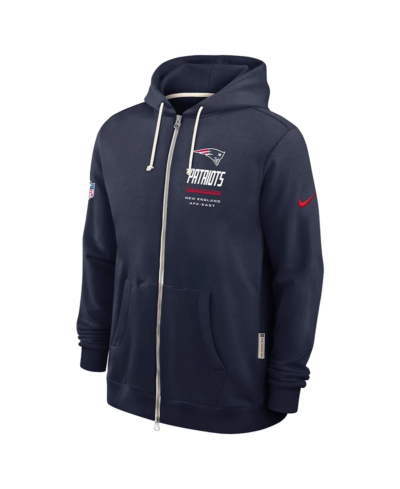 Nike Men's Navy New England Patriots Sideline Standard Issue Quarterback Scramble Dri-fit Full-Zip Hoodie