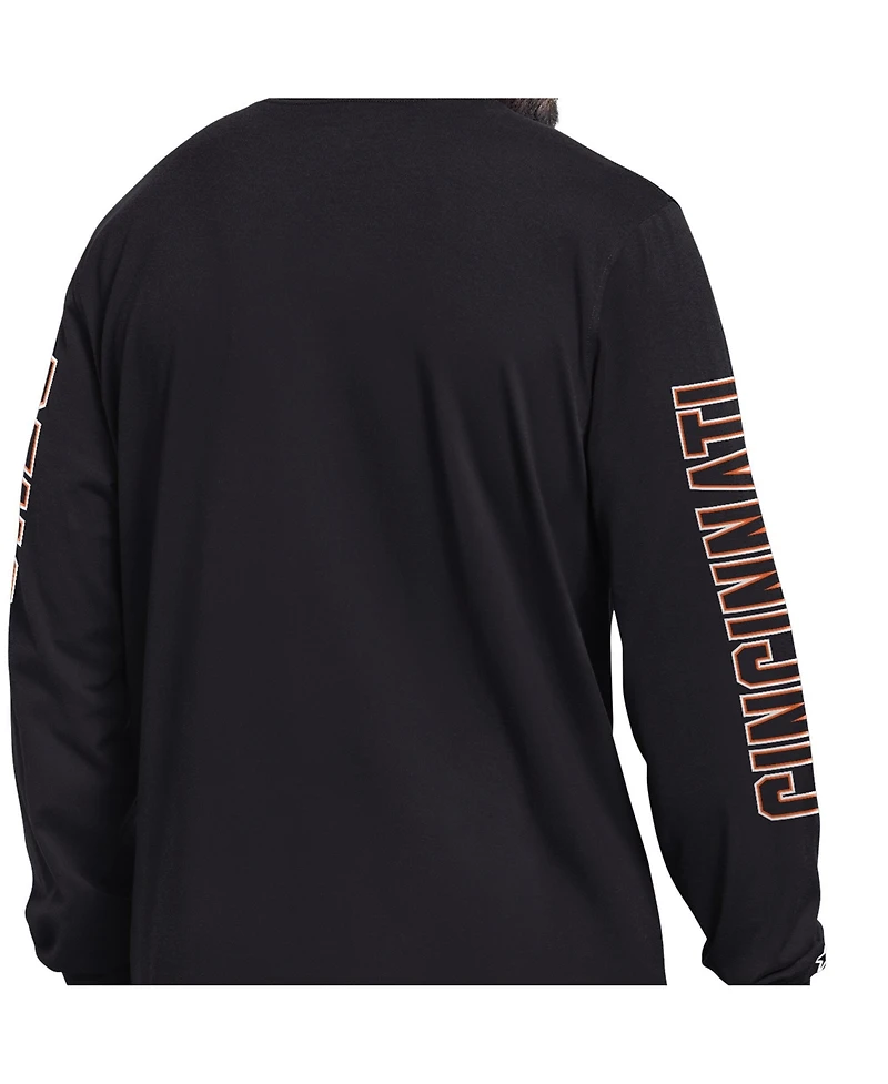 Starter Men's Black Cincinnati Bengals Clutch Hit Ii Long-Sleeve T-Shirt
