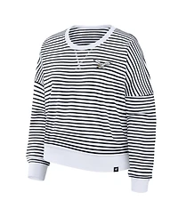 Fanatics Women's White/Black Philadelphia Eagles Striped Oversized French Terry Sweatshirt