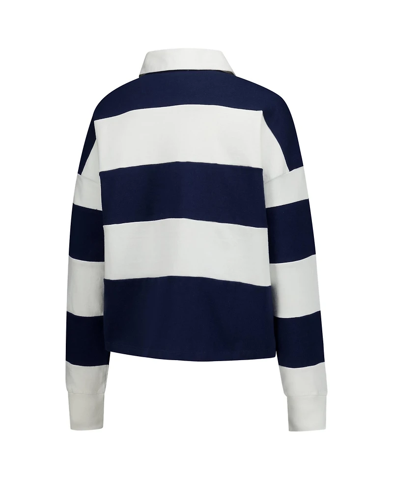 47 Brand Women's Navy/White New England Patriots Clubhouse Hall Raven RugbyLong sleeves T-Shirt