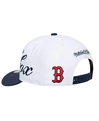 Mitchell & Ness Men's and Women's White/Navy Boston Red Sox Xl Script Pro Crown Adjustable Hat