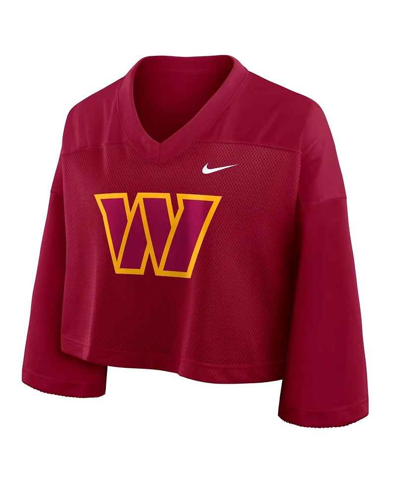 Nike Women's Burgundy Washington Commanders Rewind Cropped Mesh Dri-fit Fashion Jersey