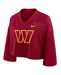 Nike Women's Burgundy Washington Commanders Rewind Cropped Mesh Dri-fit Fashion Jersey