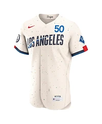 Nike Men's Cream Mookie Betts Los Angeles Dodgers City Connect Authentic Sponsor Patch Jersey