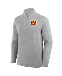 Fanatics Men's Heather Gray Cincinnati Bengals Clutch Quarter-Zip Pullover Sweatshirt