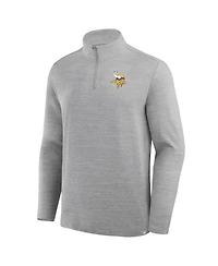 Fanatics Men's Heather Gray Minnesota Vikings Clutch Quarter-Zip Pullover Sweatshirt