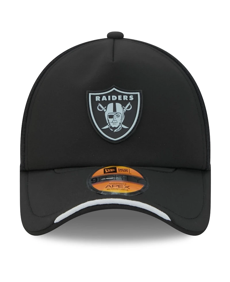 New Era Men's Black Las Vegas Raiders 2026 Sideline Apex 9FORTY Adjustable Trucker Hat
