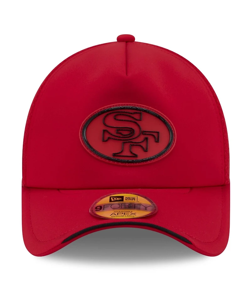 New Era Men's Scarlet San Francisco 49ers 2026 Sideline Throwback Apex 9FORTY Adjustable Trucker Hat