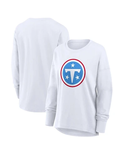 Fanatics Women's White Tennessee Titans Relaxed Hip EssentialLong sleeves T-Shirt
