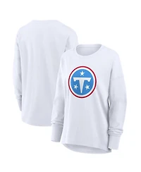Fanatics Women's White Tennessee Titans Relaxed Hip EssentialLong sleeves T-Shirt