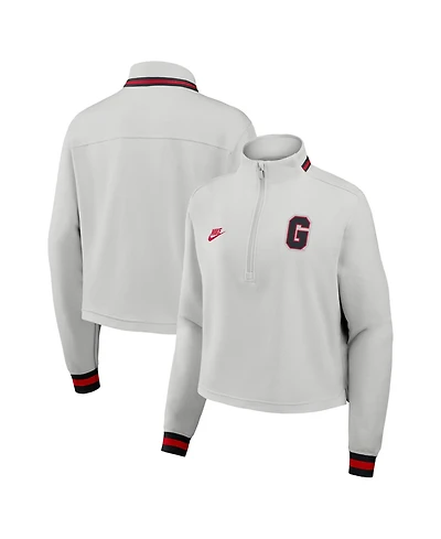 Nike Women's Gray Georgia Bulldogs Legacy Heritage Dri-fit Half-Zip Sweatshirt