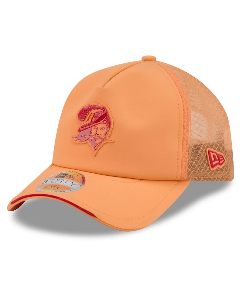 New Era Men's Orange Tampa Bay Buccaneers 2026 Sideline Throwback Apex 9FORTY Adjustable Trucker Hat