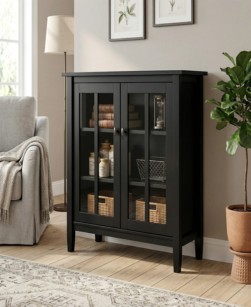 Simpli Home Warm Shaker Solid Wood Low Storage Cabinet