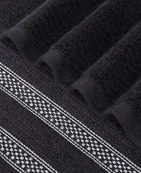 Superior Brea Zero Twist Cotton Ribbed Geometric Border Plush Soft Absorbent -Piece Towel Set