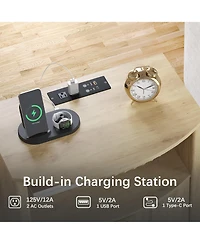 Vlsrka Modern Nightstand With Human Sensor Light, Charging Station, Lockable Drawer