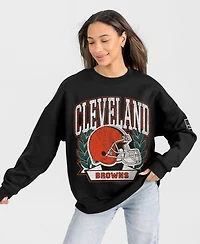 Gameday Couture Women's Black Cleveland Browns Oversized Victory Lane Label Premium Fleece Sweatshirt
