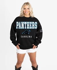 Gameday Couture Women's Black Carolina Panthers Oversized Level Up Label Premium Fleece Sweatshirt