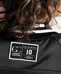 Gameday Couture Women's Black Indiana Hoosiers Oversized Inner Drive Varsity Rhinestone Full-Snap Bomber Jacket