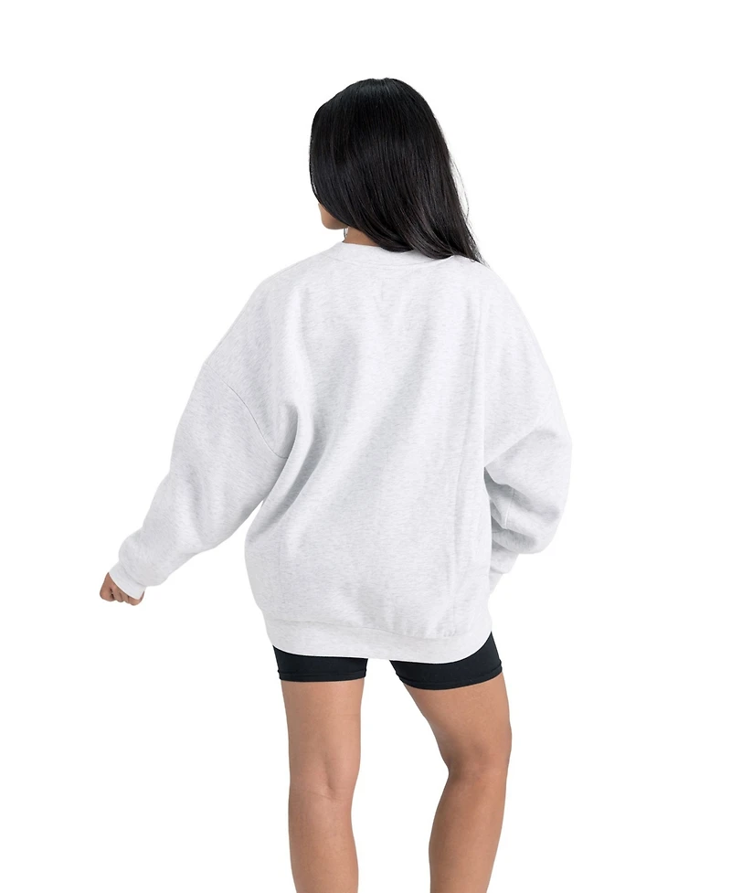 Gameday Couture Women's Ash Chicago Bears Traditional Logo Oversized Premium Fleece Pullover Sweatshirt