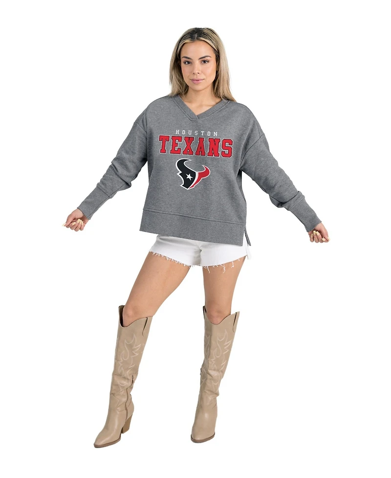 Gameday Couture Women's Gray Houston Texans French Terry V-Neck Pullover Sweatshirt