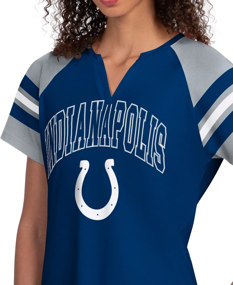 Starter Women's Royal Indianapolis Colts Game On Notch Neck Raglan T-Shirt