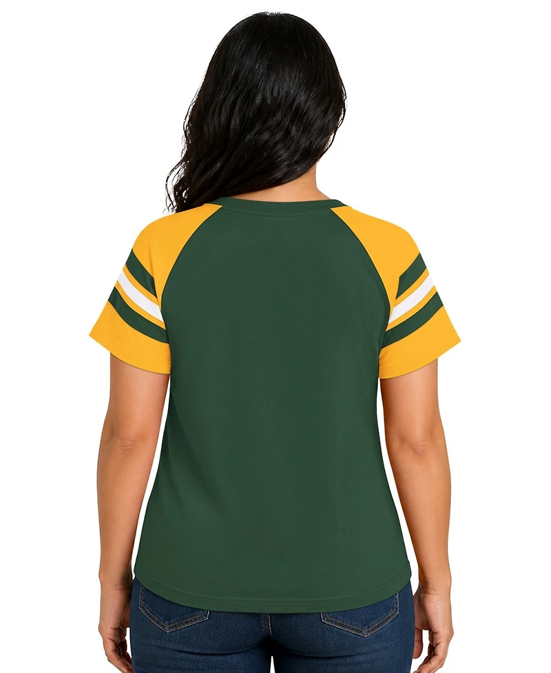 Starter Women's Green Bay Packers Plus Game On Notch Neck Raglan T-Shirt
