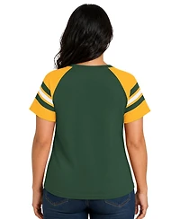 Starter Women's Green Bay Packers Plus Game On Notch Neck Raglan T-Shirt