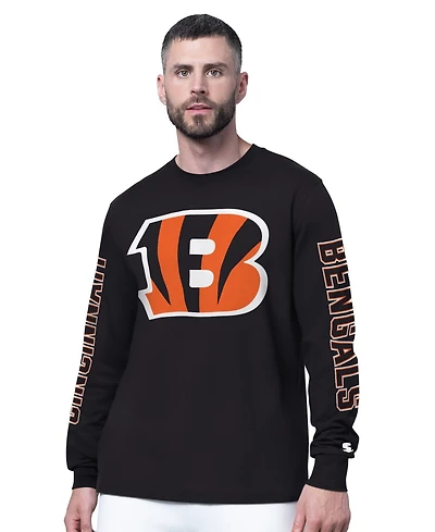 Starter Men's Black Cincinnati Bengals Clutch Hit Ii Long-Sleeve T-Shirt