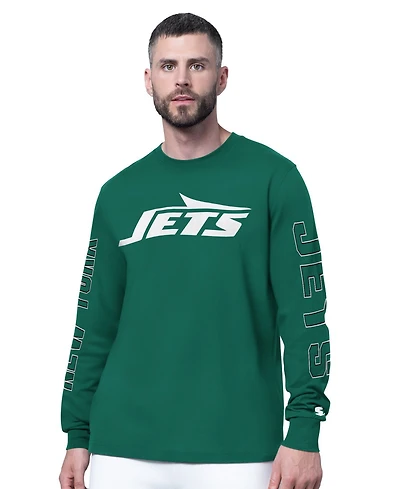 Starter Men's Green New York Jets Clutch Hit Ii Long-Sleeve T-Shirt