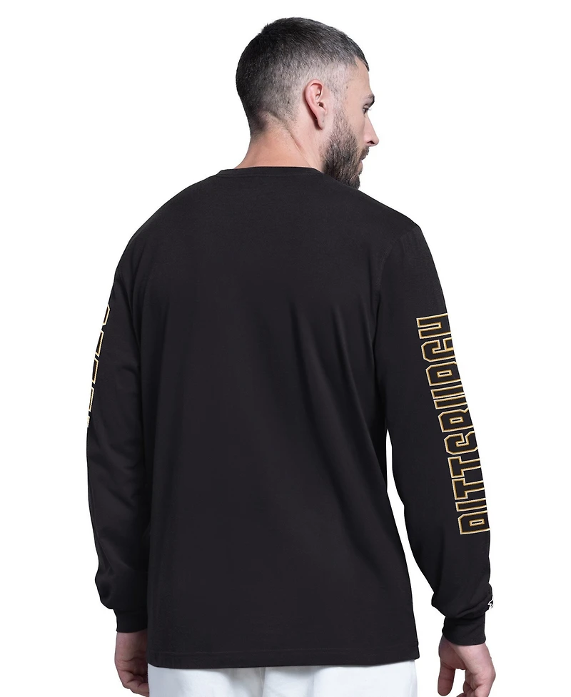 Starter Men's Black Pittsburgh Steelers Clutch Hit Ii Long-Sleeve T-Shirt