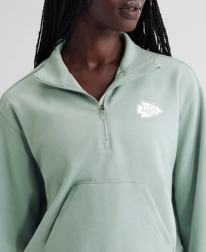 Fanatics Women's Mint Kansas City Chiefs Oversized Clutch Tri-Blend Quarter-Zip Pullover Sweatshirt