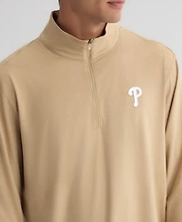 Fanatics Men's Khaki Philadelphia Phillies Clutch Quarter-Zip Pullover Sweatshirt