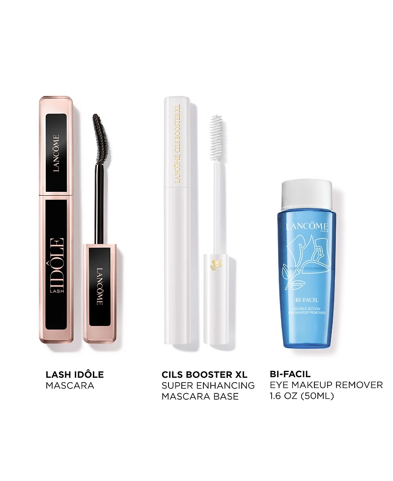 Lancome 3-Piece Idole Mascara, Cils Booster Mascara Primer & Bi-Facil Eye Makeup Remover Set