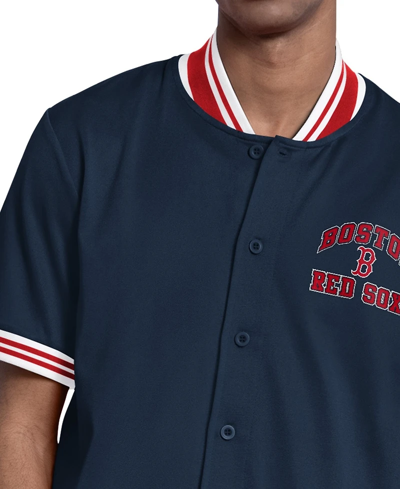 Starter Men's Navy Boston Red Sox Button-Up Short sleeves Jacket