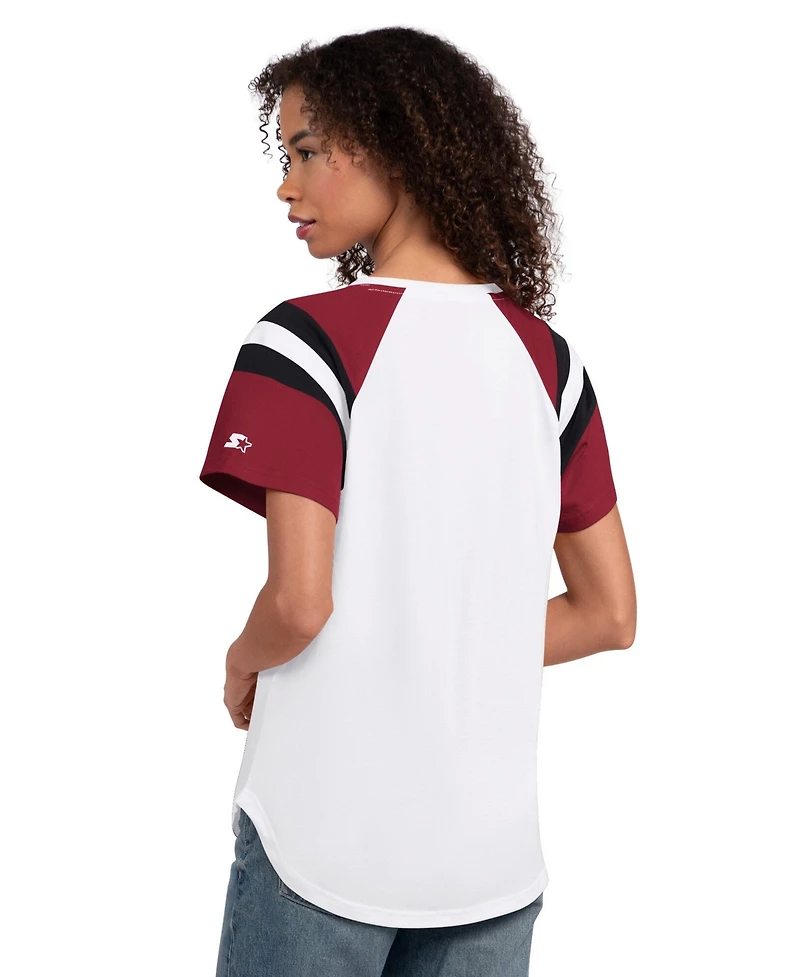 Starter Women's White Arizona Cardinals Game On Notch Neck T-Shirt