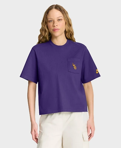 Nike Women's Purple Lsu Tigers Legacy Pocket Boxy T-Shirt