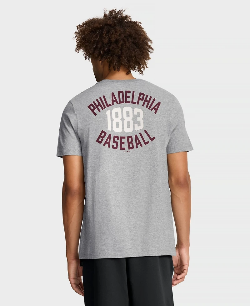 Nike Men's Heather Gray Philadelphia Phillies Cooperstown 2-Hit T-Shirt